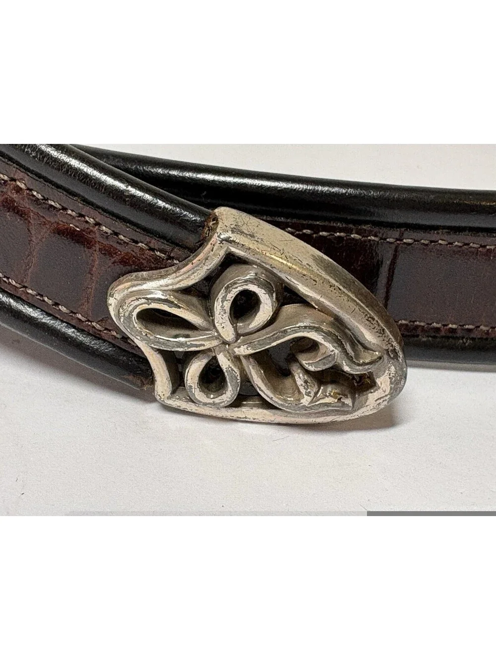 Nadim Western 90’s Brown Leather Belt Angel Concho Alligator Textured Sz XL VGT